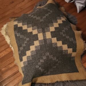 Wilfred Gray and Tan 100% Wool Blanket Scraf (reversible)